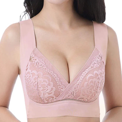 Plus Size Comfort Extra Elastic Wireless Support Lace Bra