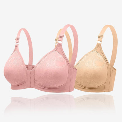 Sexy Pattern Front Buckle Gathered Bra