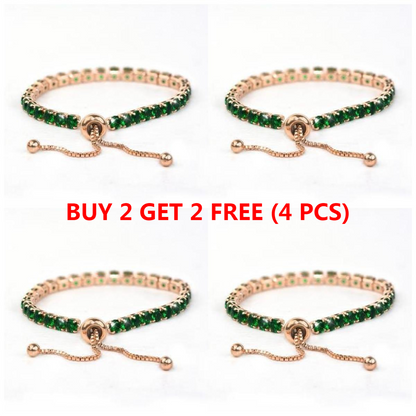 Adjustable Rose Gold Emerald Green Bracelet