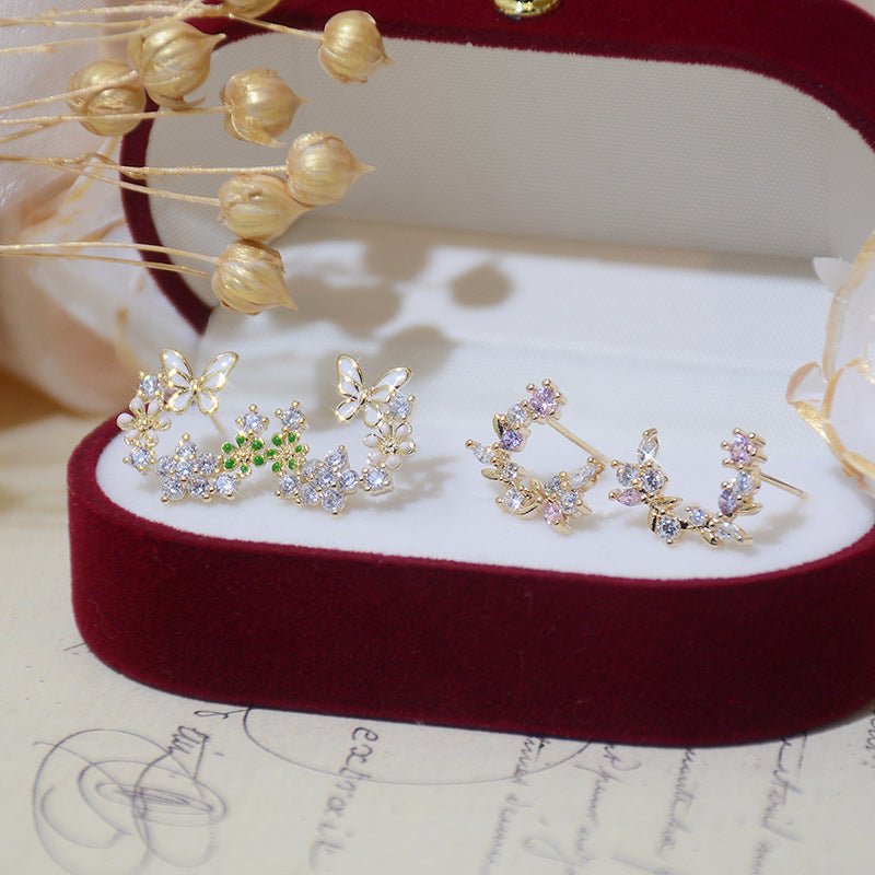 Vintage Floral Butterfly Earrings