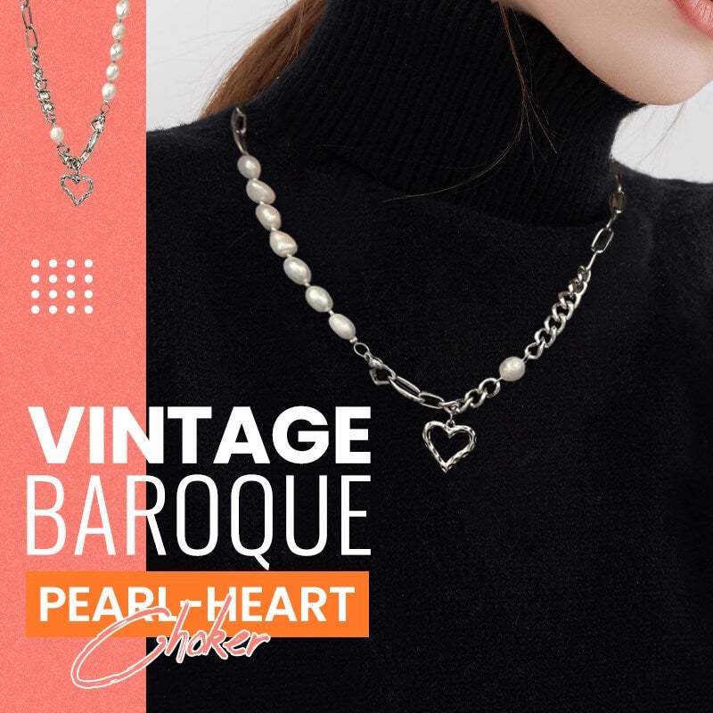 Vintage Baroque Pearl Heart Choker