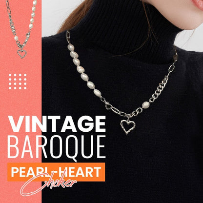 Vintage Baroque Pearl Heart Choker