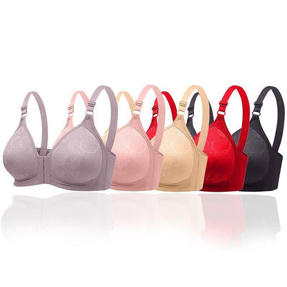 Sexy Pattern Front Buckle Gathered Bra