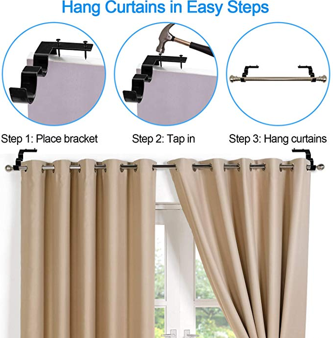 No Drill Curtain Rod Brackets Holders
