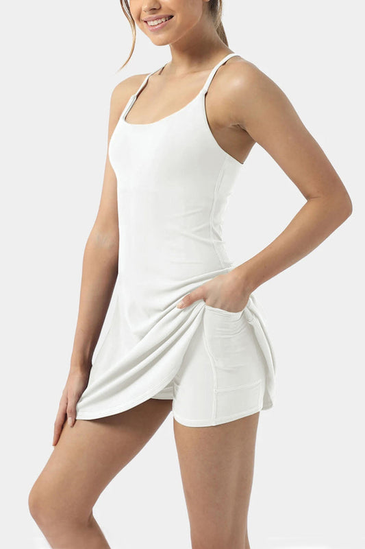 2 Pack of Tennis Dress Mini With Side Pocket Poplift Spaghetti Strap Racerback